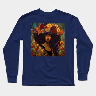 Beautiful Black Art Nouveau Woman Long Sleeve T-Shirt